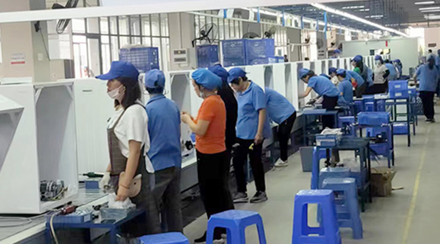 生產(chǎn)實(shí)況！金環(huán)電器開(kāi)展客戶TCL滾筒衣服烘干機(jī)生產(chǎn)